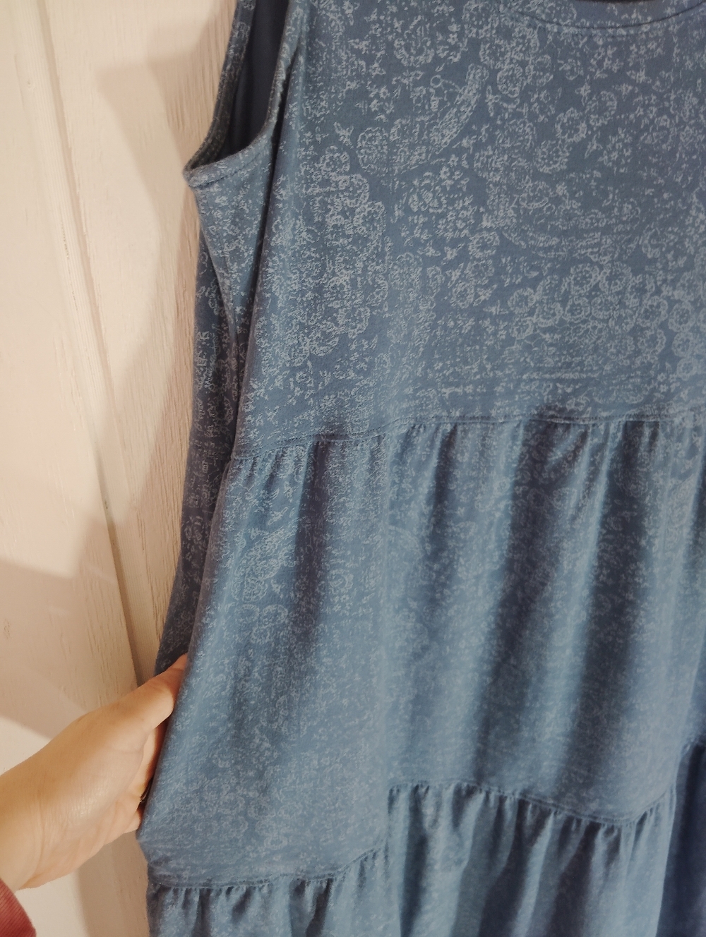 Frye Sleeveless Tiered Blue Dress - Picture 4 of 11